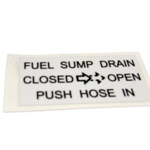 PLACARD:"FUEL SUMP DRAIN"